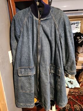 Byblos Blue Denim Jacket with Navy Rib Collar